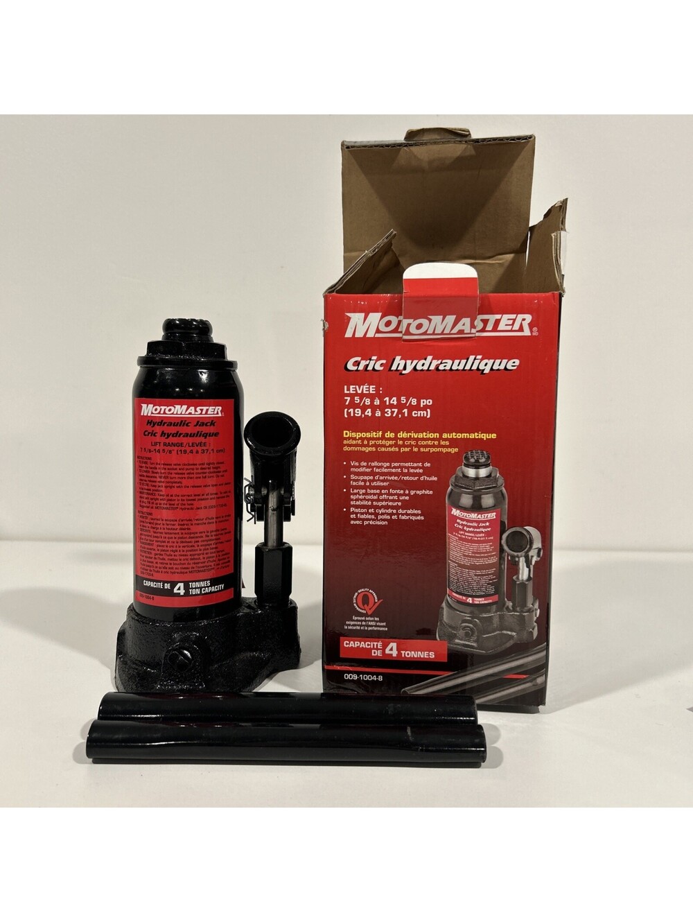 MotoMaster 4 Ton Hydraulic Jack 7 5/8–14 5/8” Lift Range Automotive